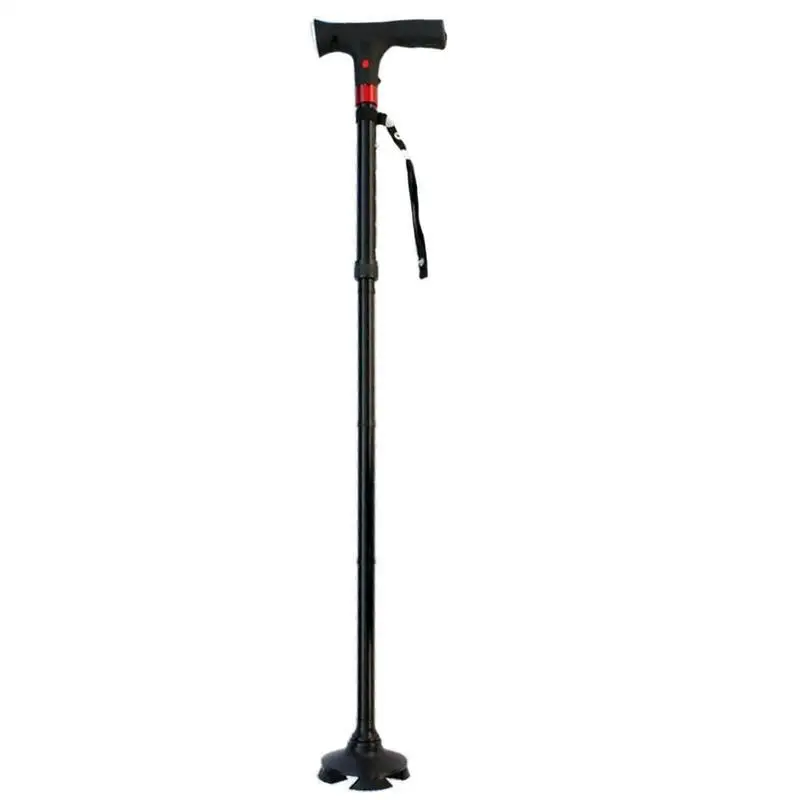 New Telescopic Folding Canes LED Light Aged Walking Sticks Poles For The Elder Ski Camp Telescopic Baton Outdoor Poles Crutch - Цвет: as shown