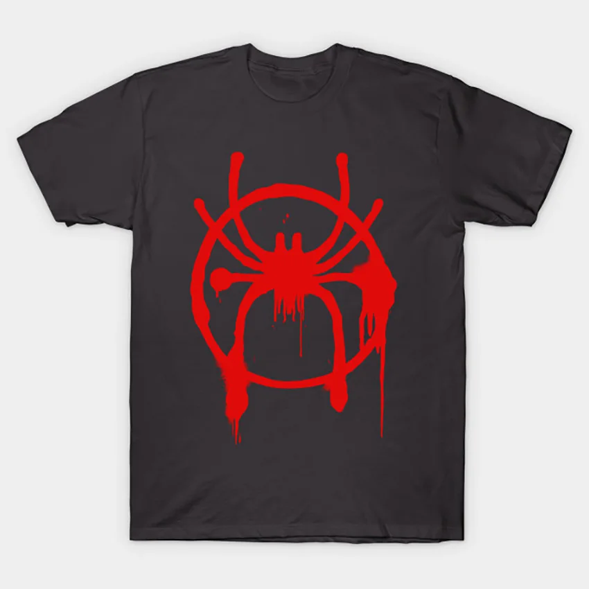 Темно-серый Spider-Man-Into The Spider-Verse-Spray paint logo футболка с рисунком Человека-паука Человек-паук Майлз Моралес спайдергвен - Цвет: Темно-серый