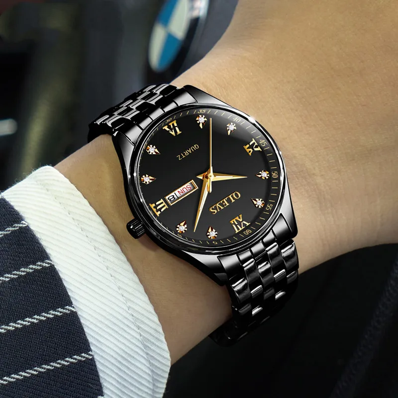 Round Quartz Watch Business Men's Metal Steel | Наручные часы