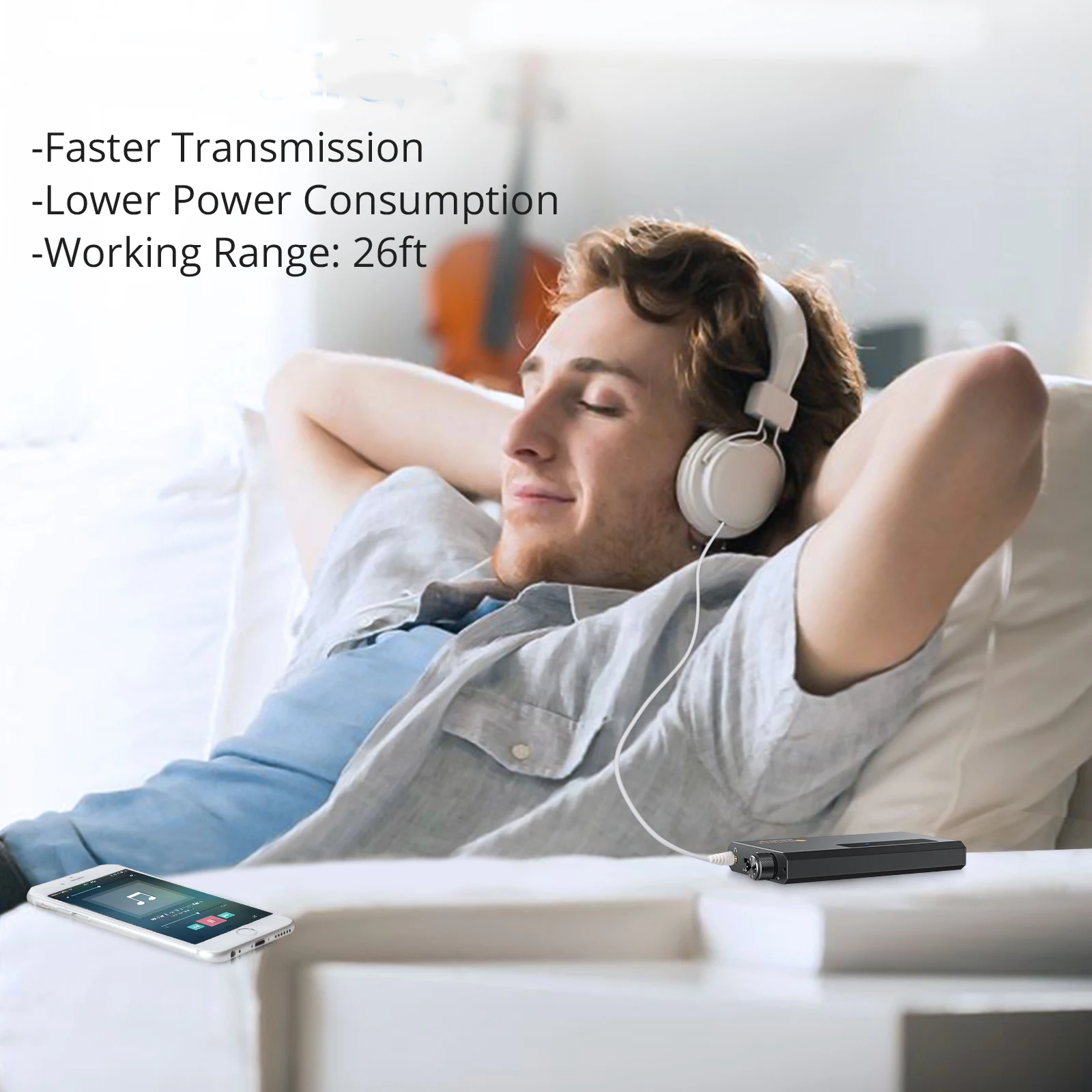 Neoteck 16-150Ω Earphone Amplifier HiFi Headphone Amplifier Bluetooth-Compatible 5.0 Receiver Portable 3.5mm Audio Earphone Amp