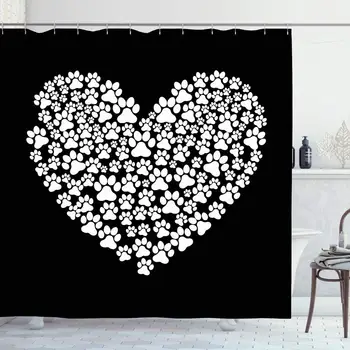 

Shower Curtain Set with Hooks 72x78 Inches Nature Frame Outline Leg Footstep Graphic Paw Love My Paint Dog Over Elegant Black