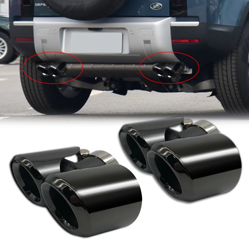 

Stainless Steel Dual Rear Noise Canceller Car Exhaust Pipe Muffler Tail Pipe Double Outlet Tailpipe for landrover defend 2020