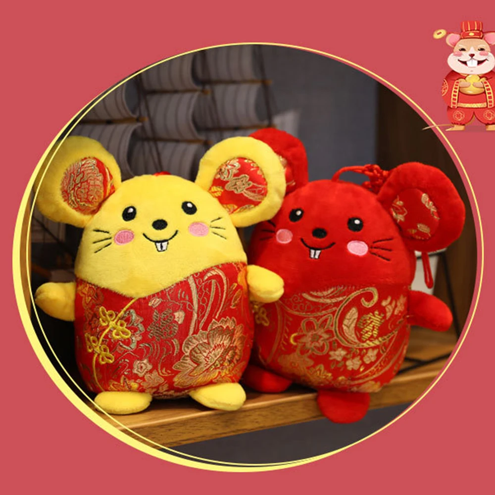 Год мышь год Kawaii Китай счастливый мешок крыса плюшевая мышь в Танг костюм мягкие игрушки китайский год вечерние украшения подарок