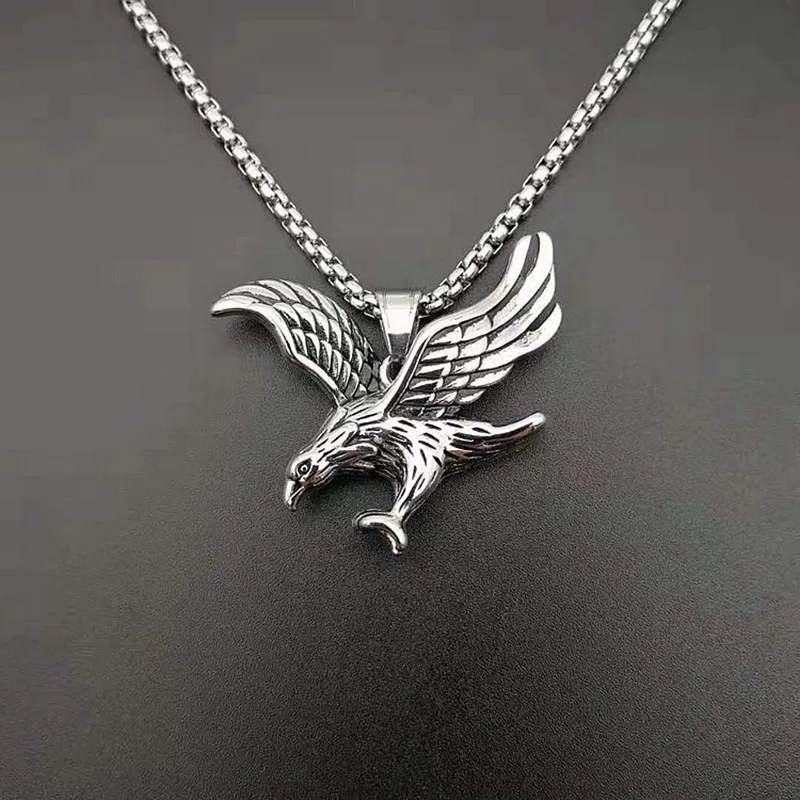 Мужские титановые Подвески с изображением орла Falcon Hawk панк-ювелирные изделия из