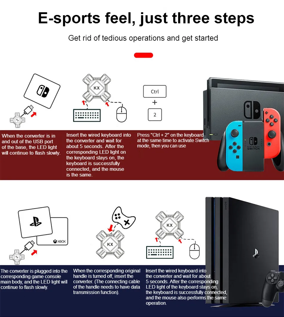Мобильный Геймпад контроллер игровая клавиатура мышь конвертер для nintendo переключатель Xbox One PS4 PS3 к ПК адаптер USB конвертер