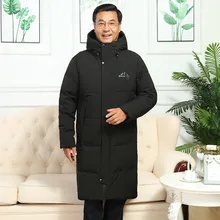 Пуховик мужской длинный выше колена толстый Корейский стиль средней длины одежда Daddy супер-длинный большой размер пуховик пальто