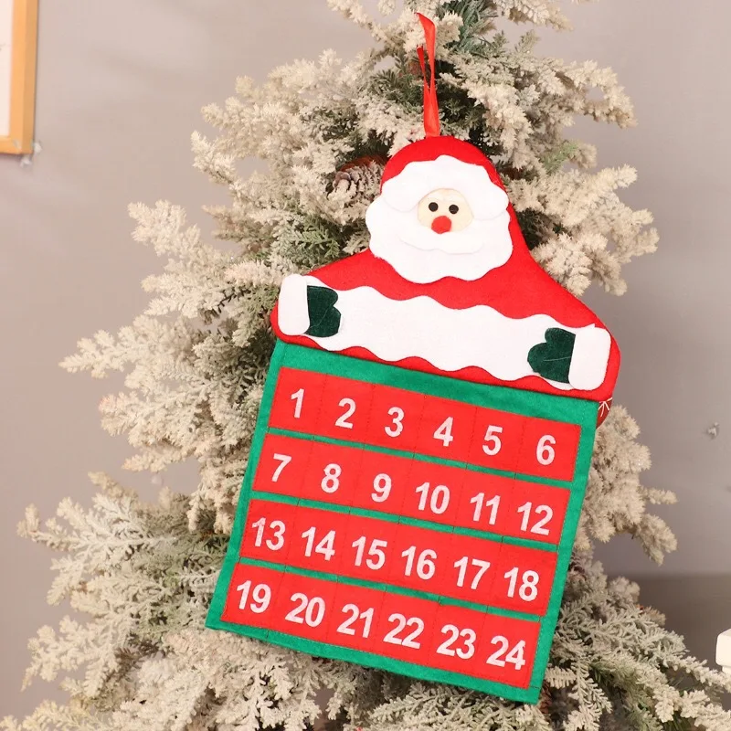 Рождественский календарь, мини-карман, сумка, подвеска, украшение для дома, Санта Клаус, фетровая ткань, календари, рождественская елка, подвесное украшение