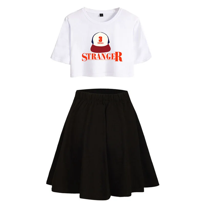 style 4 Cosrea TV Stranger Things Dustin Cosplay costume women Suit skirt Summer girl T-Shirt blouse long skirt Eleven Cosplay dress - Цвет: style 4