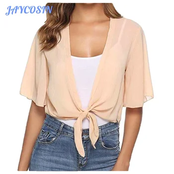 

JAYCOSIN Clothes Women Casual Solid Soft Chiffon Blouse Shirt Fashion Short Sleeve Womens Tops And Blouses Ropa Mujer 2020 F11