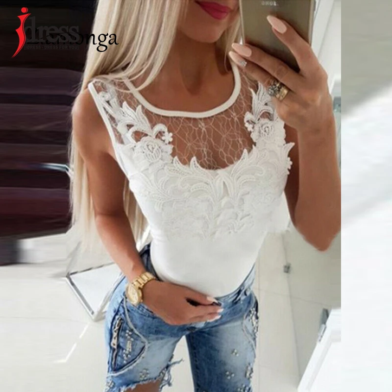 IDress Sexy Lace Bodysuit for Women Bodycon Jumpsuit Summer Hollow Out Rompers Club Wear Body Overalls Female Playsuit Bodysuits