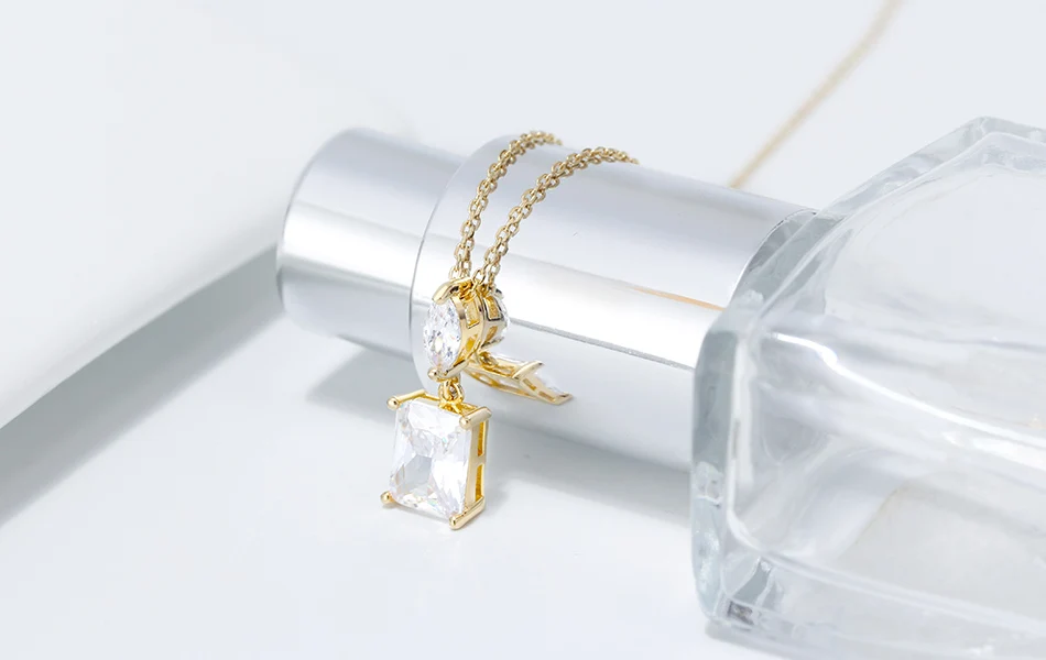 ORSA JEWELS Настоящее 925 AAAA циркониевое ожерелье с подвеской из стерлингового серебра, скользящая подвеска, простое короткое ожерелье, подлинное ювелирное изделие SN182