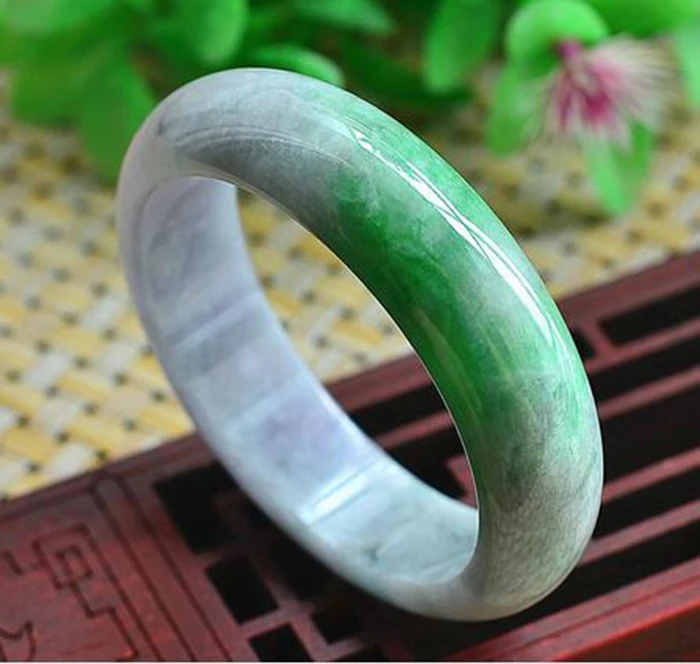 Jade bracelet female natural violet Yang green jade bracelet 59MM