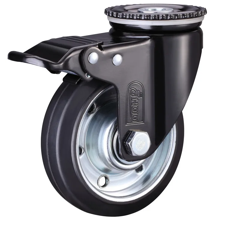 

Houde Truckle Universal Wheel Directional Wheel with Brake Bearing Industrial Rubber Er round Trolley Steering Wheel Wheels