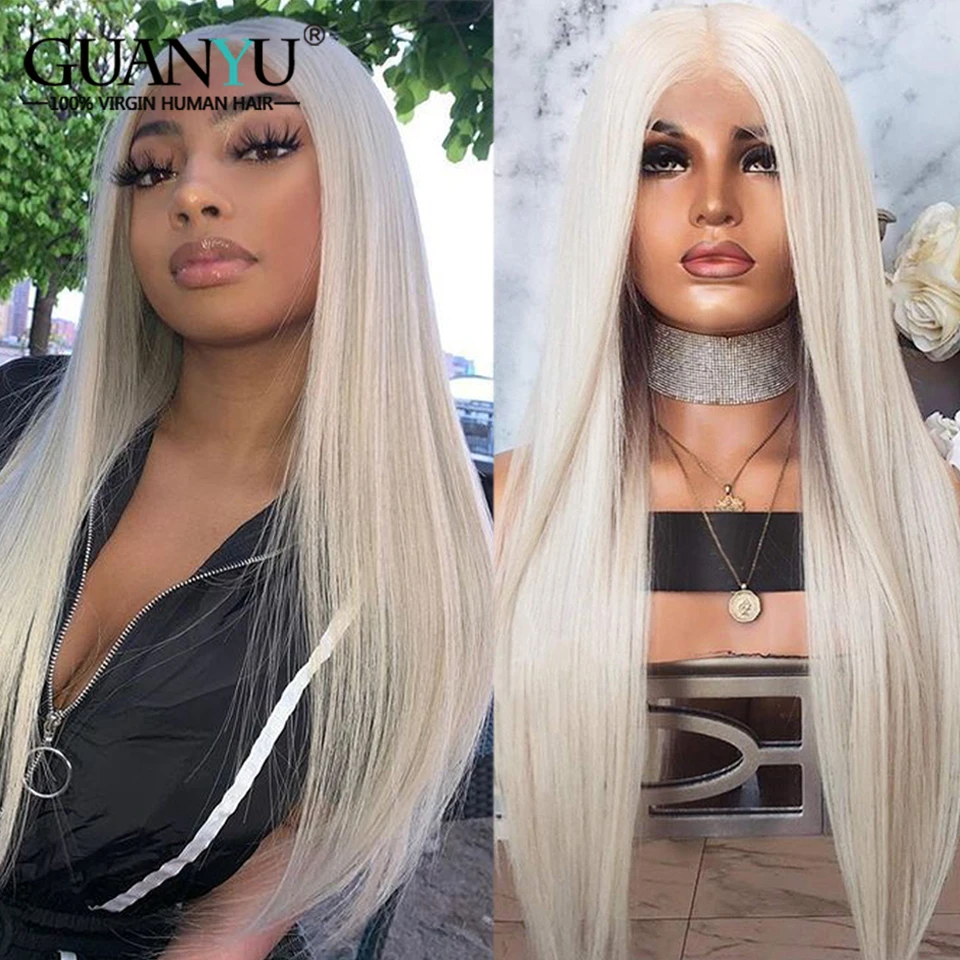 60 Color Platinum Lace Front Human Hair Wig Pre Plucked Brazilian Remy