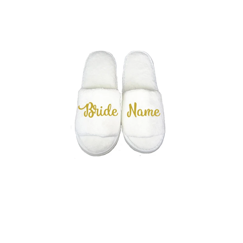 1 slipper Sisbigdey персонализированные имя невесты Халаты пользовательских текстов на шлёпанцы для женщин пояса блестящая фольга записи готовится Свадебные кимоно халаты - Цвет: 1 slipper