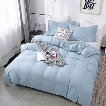 

Luxury Bedding Set Solid Color Gray Color Japan Style Bed Linen Set Bed Sheet Pillowcase Double Bedspread Duvet Cover Set