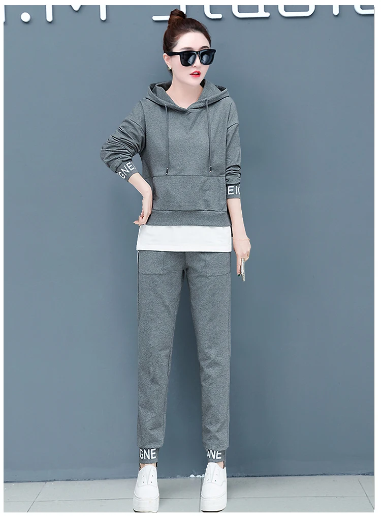 Pink Warm Tracksuit for Women Outfit Sportswear Co-ord Set 2 Piece Hoodies Top Pant Suits Plus Size Large Clothing Winter