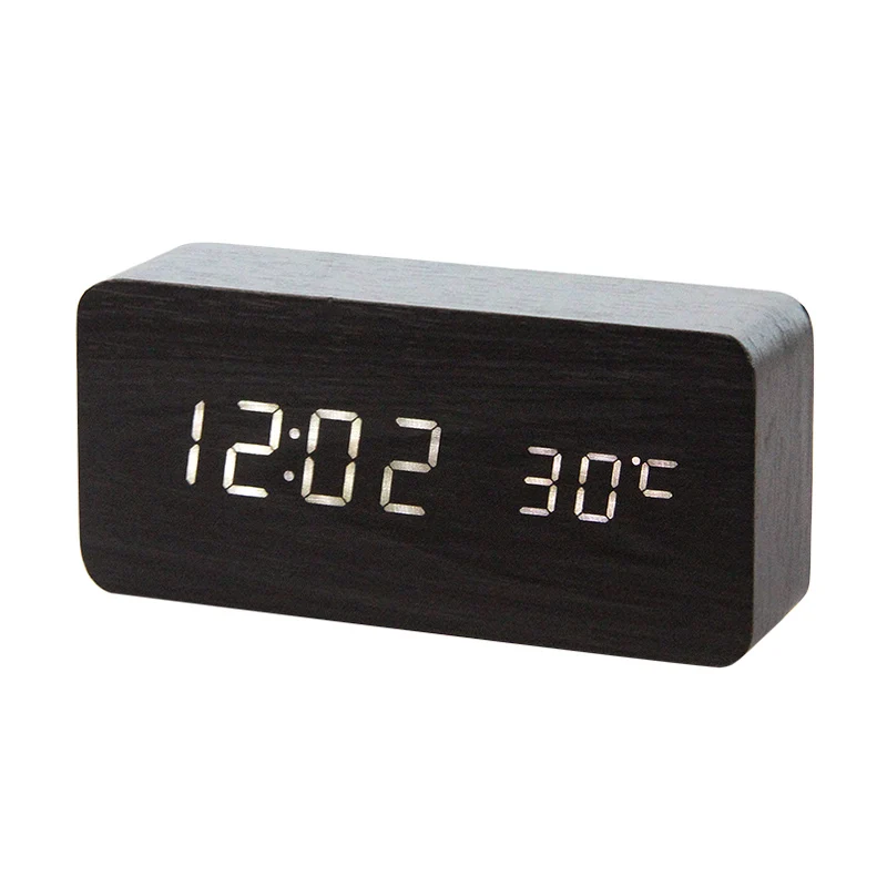 Светодиодный Деревянный Будильник, настольные часы с голосовым управлением, цифровые деревянные часы Despertador, электронные настольные часы с питанием от USB/AAA, настольный декор