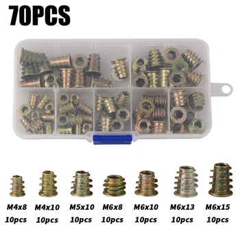 

70PCS Zinc Alloy Furniture Fittings With Internal And External Denture Nut Embedded Trapezoidal Nut For Hexagon Furniture M4-10
