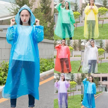 

New Disposable Raincoat Adult Unisex Emergency Waterproof Rain Coat Hiking Camping Hooded Fashion Solid Rainy Clothes