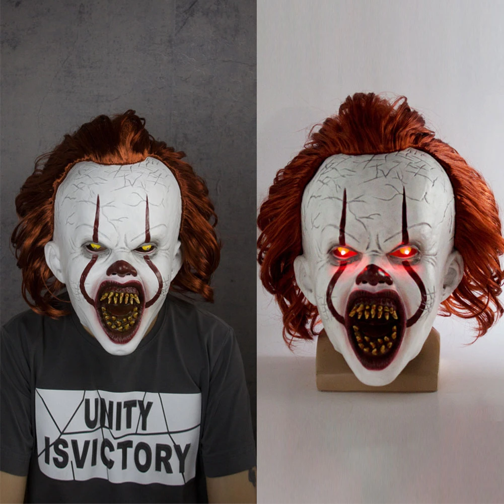 

Joker Glowing Mask Stephen King It Chapter Two 2 Horror Cosplay Illuminate Latex Helmet Clown Halloween Party Costume Prop