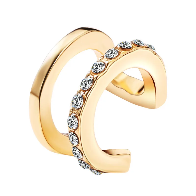 Ear Clip Earcuff Punk Crystal Metal for Women No Pierced C Shape