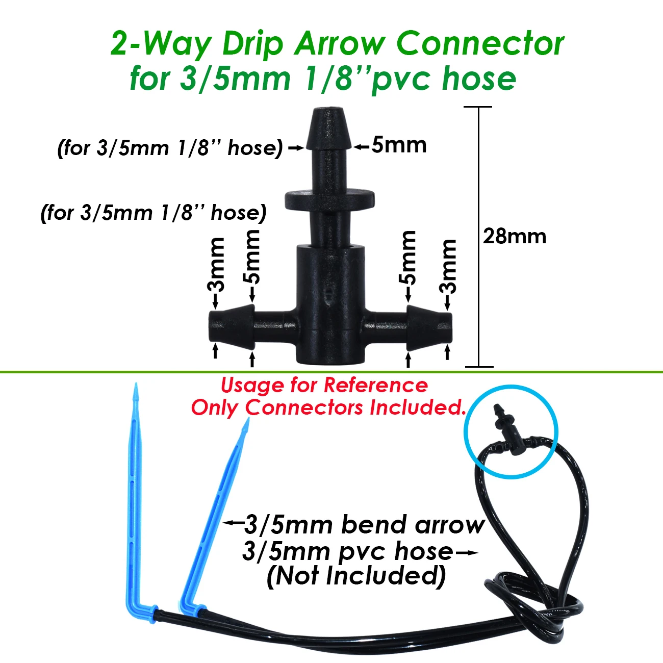 SPRYCLE 5M-140M Garden 3/5mm PVC Hose Micro Drip Irrigation System w/ 2-Way Connector 1/8'' Tubing Pipe Arrow Dripper Greenhouse garden hose water hose plastic hose drip irrigation system