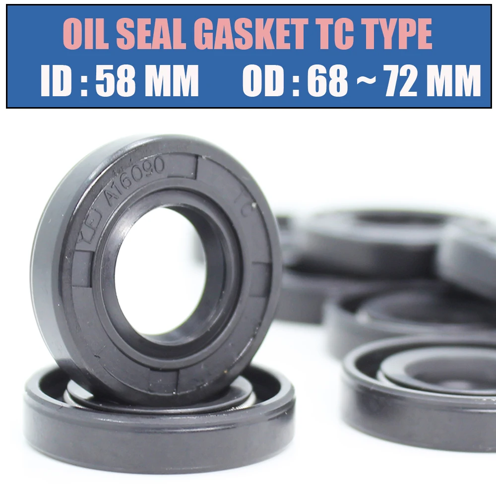 

ID58mm Oil Seal TC Inner 58*68/70/72/74/75/78/80/82/85/90/92 mm 1PC NBR Skeleton Seals Nitrile Covered Double Lip With Garter