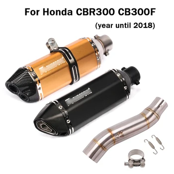 

For Honda CBR300 CB300F Slip On Exhaust Pipe Motorcycle Mid Link Pipe Modified Connecting Tube 370mm Tail Pipe Muffler Tips