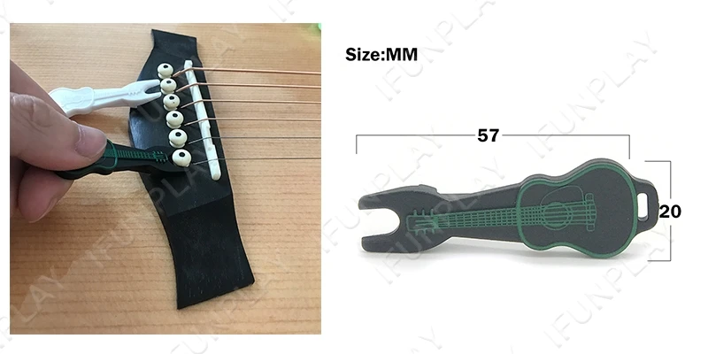 ABS Guitar String Winder Wide 52MM Musical Tool Pin Peg Puller Bridge Green 