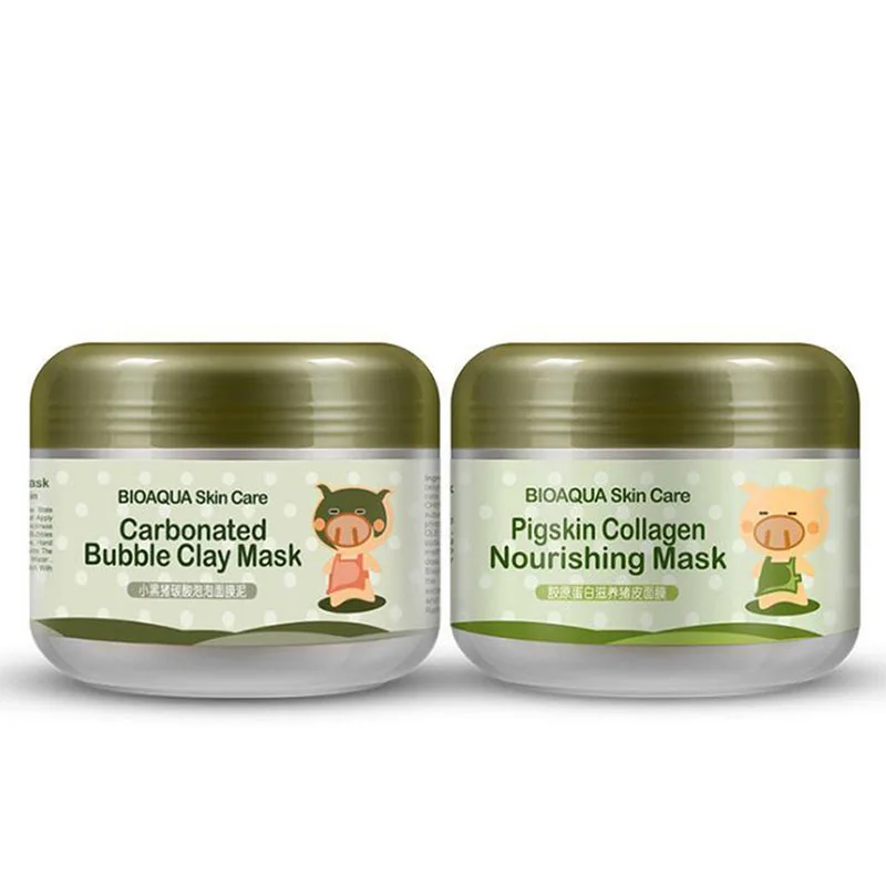 

2Pcs/Set Little Pig Pigskin Collagen Sleeping Mask Carbonated Bubble Clay Face Mask Moisturizing Whitening Skin Care