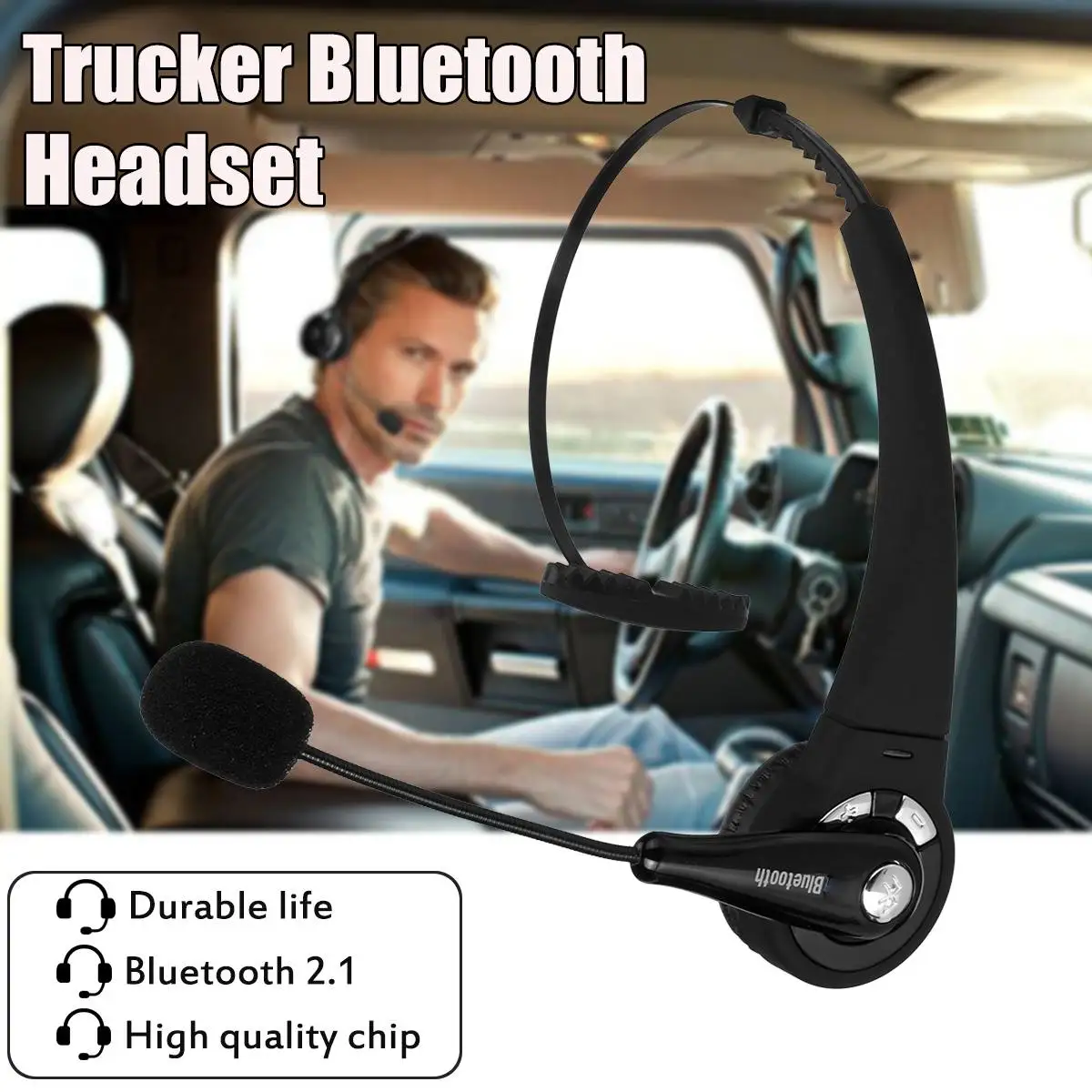 Wireless Headset Mic Hands Free Headphone Over Head Noise Canceling Headphones Calling Center bluetooth for Truckers Drivers