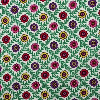 

1 yard Cotton Woven Fabric - Flowers, leaf and plaid (width=145cm)