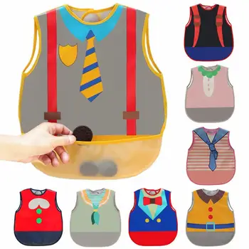 

Cartoon Double Sided Baby Waterproof Bib with Pocket Feeding Painting Smock Soft Eat Toddler Clothing Baby Feeding Accessories