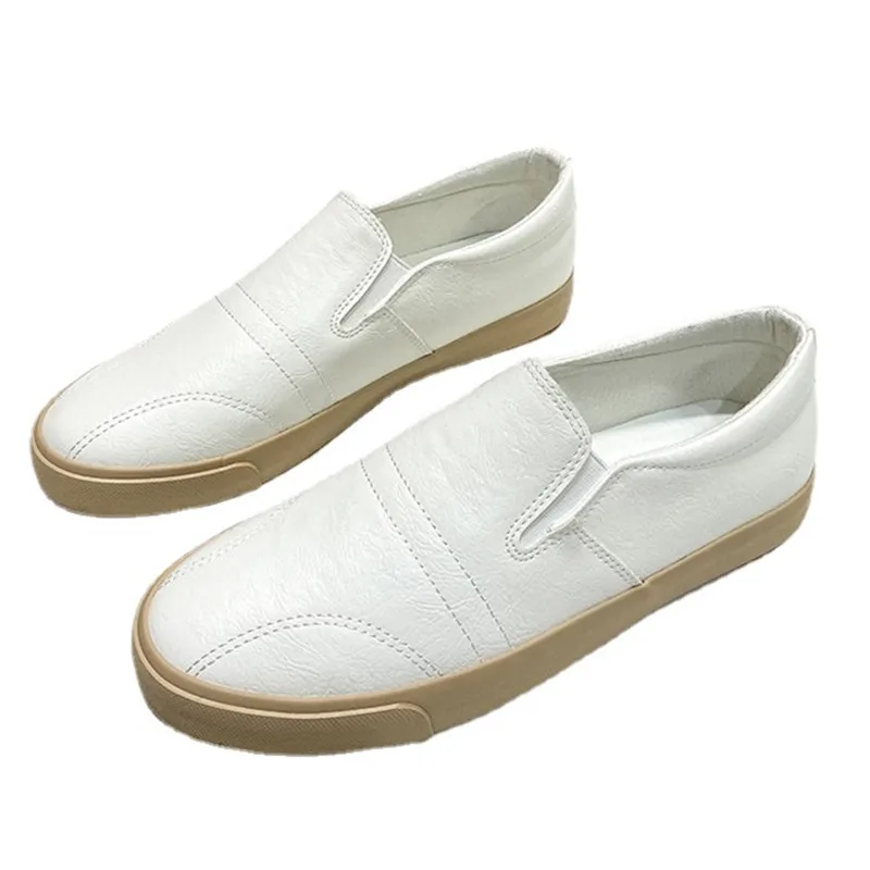 

Classic Men Slip on Casual Leather Shoes Low Top Outdoor Sneakers Comfort Lazy Loafers Height Increase Thick Sole Shoes for Man