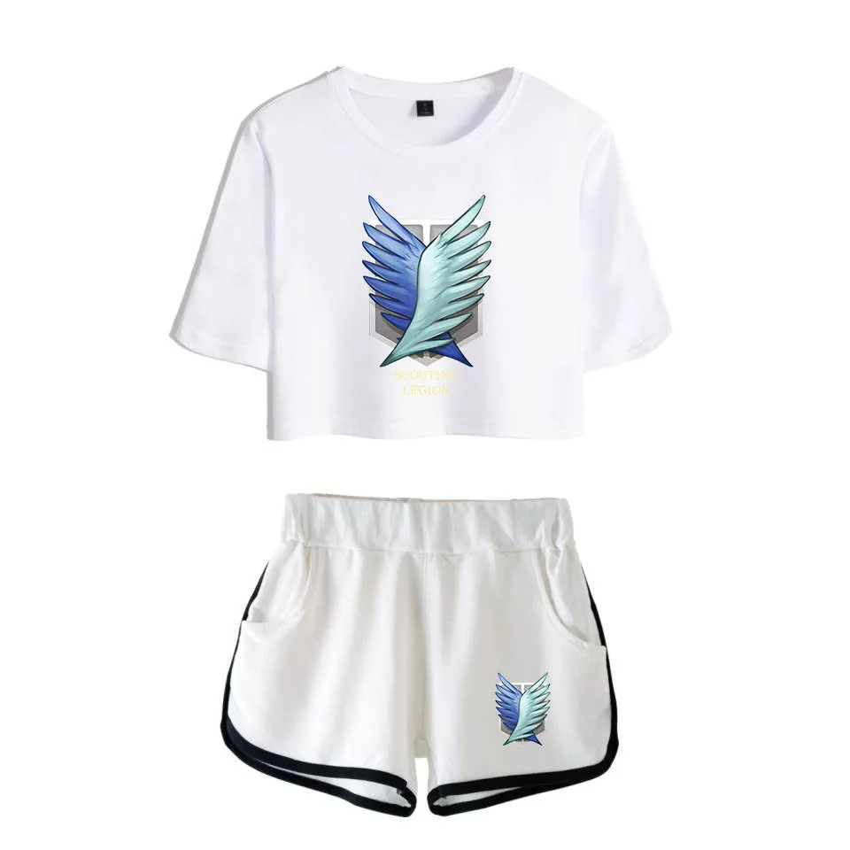 COSREA Attack On Titan Cosplay Costume Survey Corps Logo Short Sleeve Shirt Sport Suits Girls Tees Shorts T Running Sets Women -Zentai shop online H9013b33a3df7411599e01d7526d7403eT.jpg