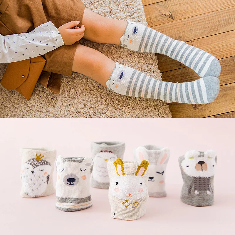 Autumn And Winter New Style Candy Bar Cartoon CHILDREN'S Socks Cotton Baby in Hose Baby Knee Socks Students Bunching Socks