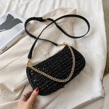 

Sequins Square Chain Tote bag 2020 Fashion New Quality Wool Women's Designer Handbag Travel Shoulder Messenger Bag Phone Purses