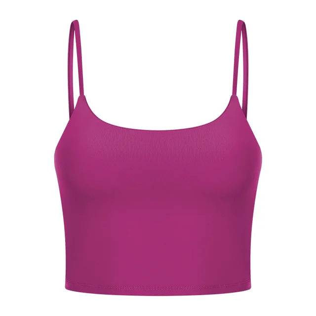 Solid Color Lulu Sport Tank Top Women Fitness Bra Yoga Vest No Rims With Chest Pad Butter Soft Beauty Back Half Sling Gym Clothe Mineral purple