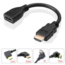 Extension Cable 90 Degree Right Angled HDMI-compati Male to Female Cable Adapter Connector Black for DVD TV Projector 0.15M 0.5M