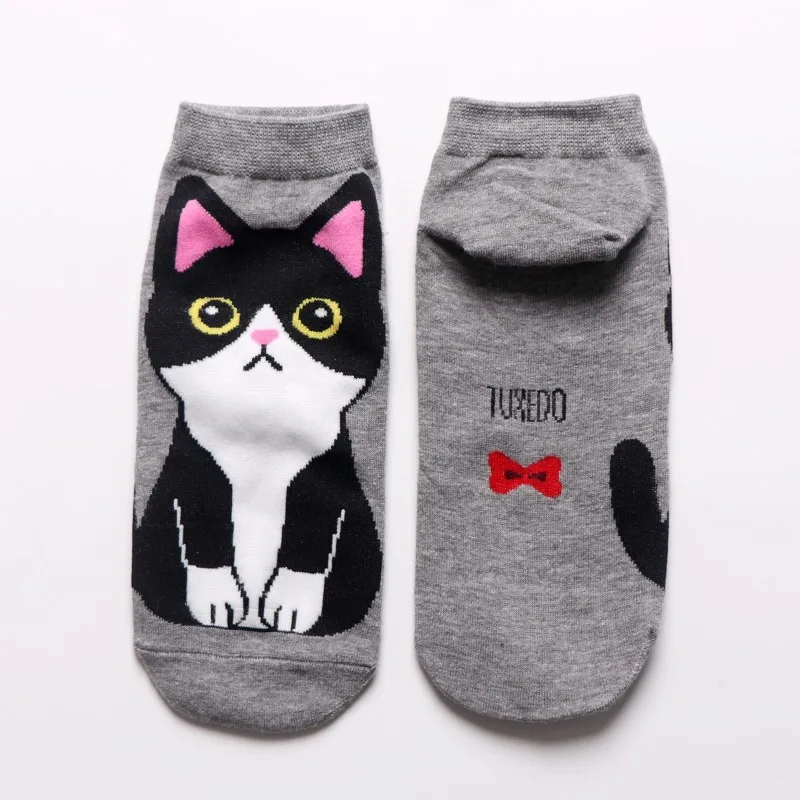 Kawaii/женские носки Симпатичные кошки и собаки, короткие носки с закрытым носком, забавные Женские повседневные мужские короткие носки, хлопковые носки - Цвет: Style 2