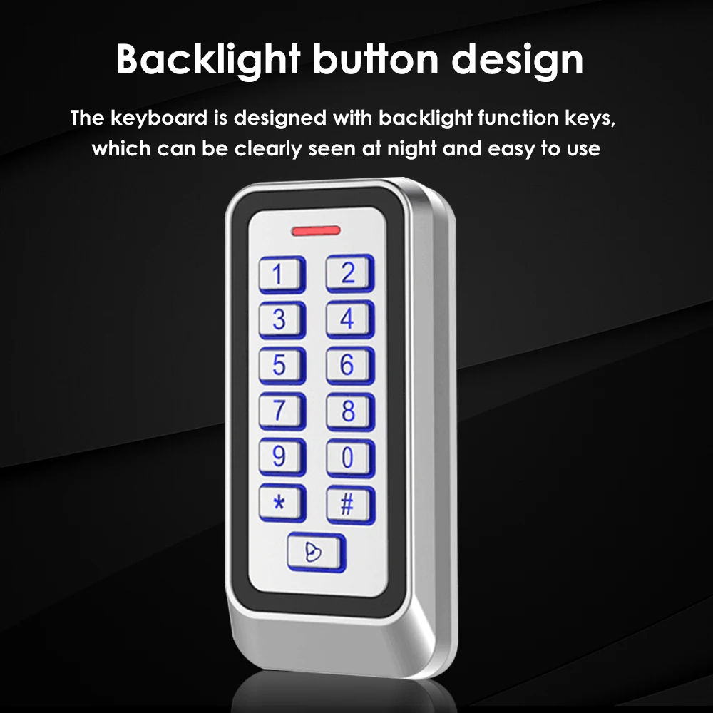 IP67 Waterproof Backlight RFID Metal Door Access Control Reader Keypad 1000 Users 125KHz EM Card door opener