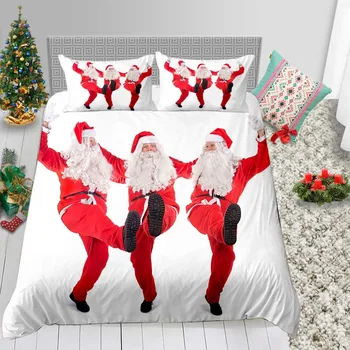

2020 Bedding Set Happy Christmas Santa Claus Present Soft And Comfortable Duvet Cover Sets Us King SIZE