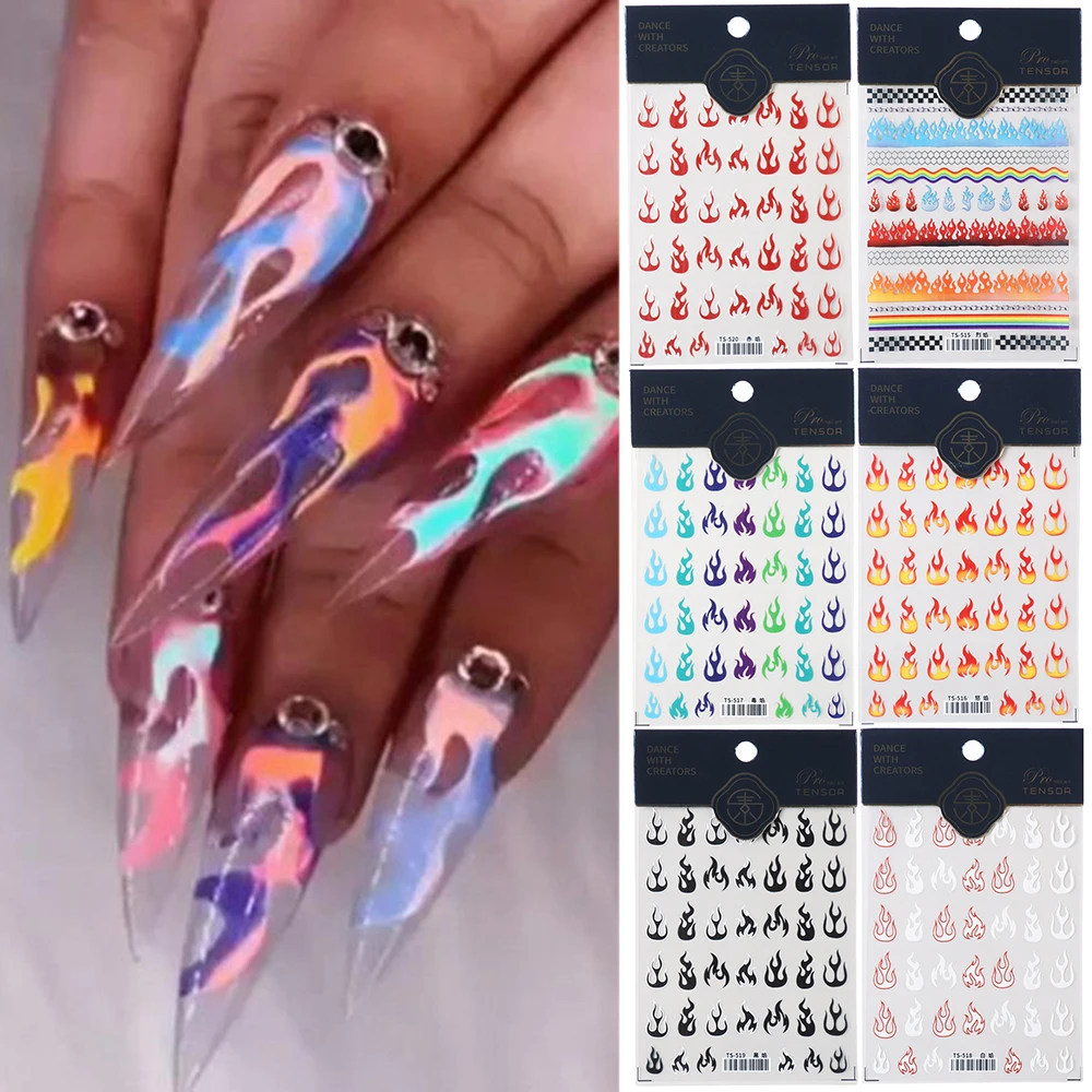 

1 Pc Flame Nail Stickers Simple 3D Gradient Manicure Tool Honeycomb Geometric Transfer Water Sliders Manicures Decoration