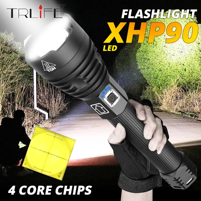 XLamp XHP90 самый мощный Usb масштабируемый светодиодный флэш-светильник Xhp70.2 тактический флэш-светильник фонарь 26650 или 18650 Аккумулятор для охоты