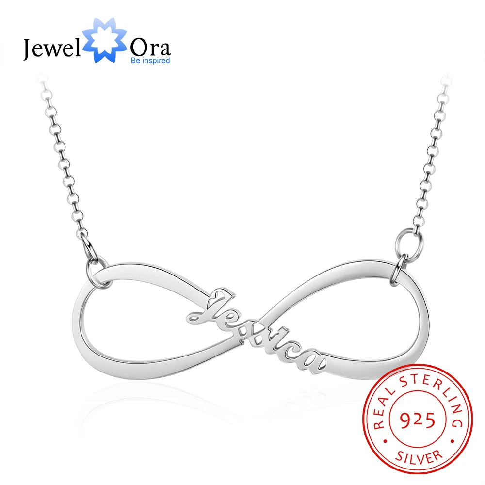 

Fine Jewelry Personalized 925 Sterling Silver Infinity Name Necklace Customized Nameplate Pendant Necklace (JewelOra NE103332)