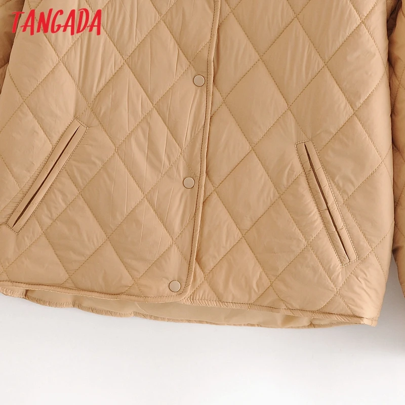 Tangada 2020 Autumn Women Solid Oversize Thin Parkas Cotton Jacket Long Sleeve Female Black Padded Overcoat QN1