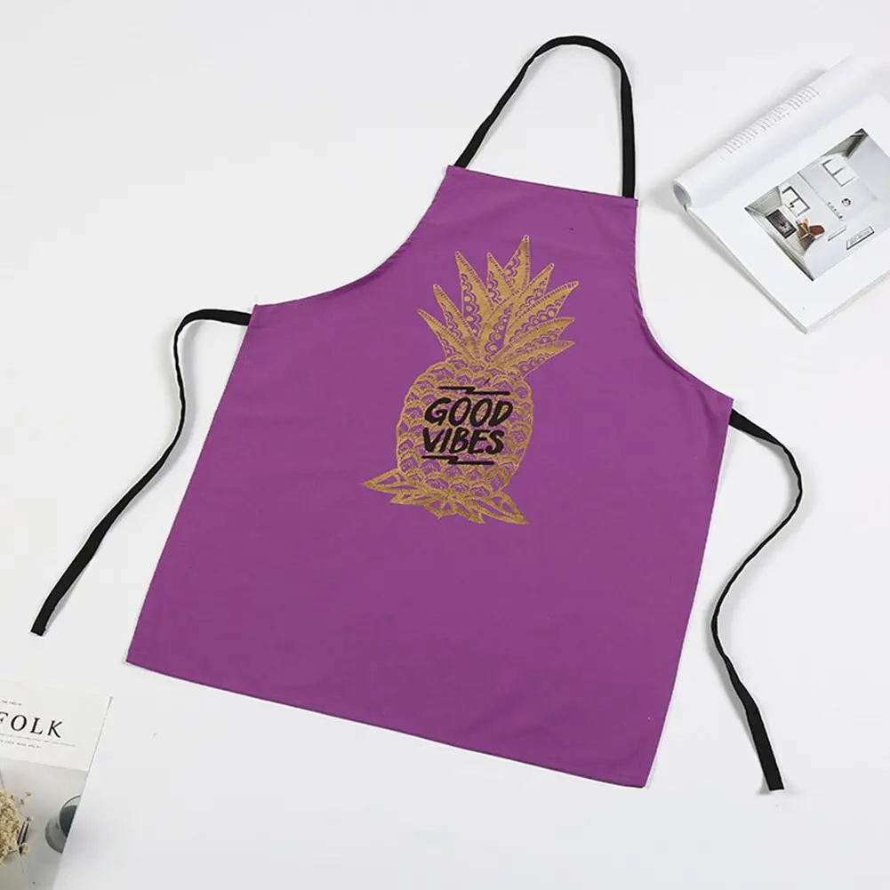 purple TPFOCUS 1pcs Fashion Kitchen Apron Adjustable Apron Breathable Home Cotton Gold Pineapple Printing Apron Home Cleaning Tools - Цвет: purple