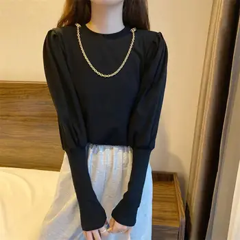 

PX2703 Design sense niche chain temperament long-sleeved T-shirt women