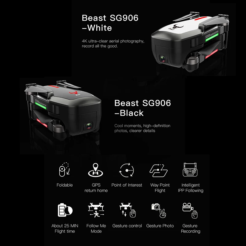  SG906 GPS Drone 4K Brushless Selfie Drones with Camera HD 5G WIFI FPV RC Quadcopter Foldable Dron V